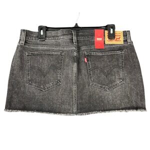 Levis Original Riveted Denim Skirt Women W30 Y2K Raw Hem Mini Streetwear